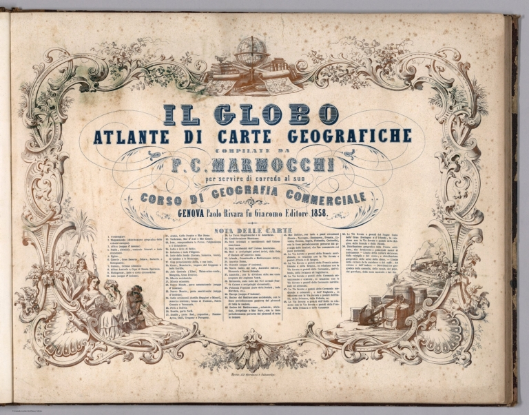 Title and Index: Il Globo Atlante di Carte Geografiche Compilate da P.C. Marmocchi.