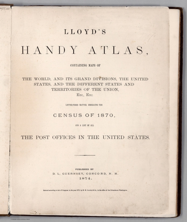 Title Page: Lloyd's Handy Atlas, Containing Maps Of The World