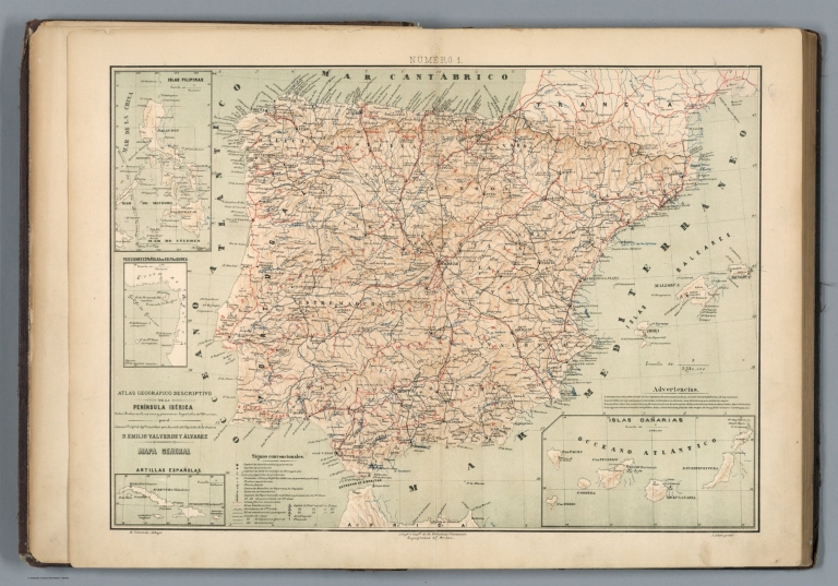 Atlas geografico descriptivo de la peninsula iberica ... Mapa general