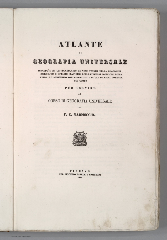 Title Page: Atlante di geografia universale