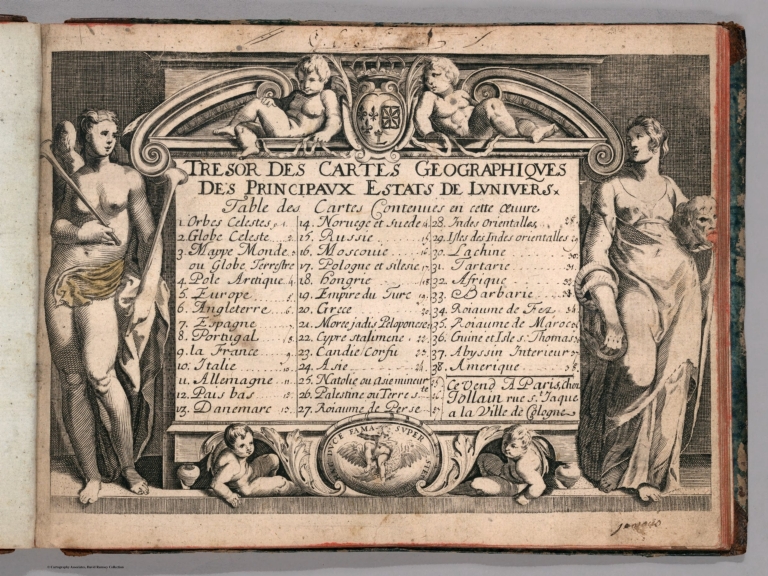 Title and Index Page: Tresor des Cartes Geographiques des Principaux Estats de Lunivers.