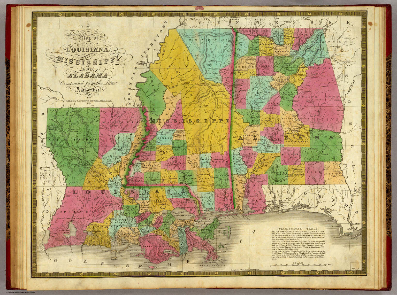 Map of Louisiana, Mississippi and Alabama. / Mitchell, Samuel Augustus /  1831