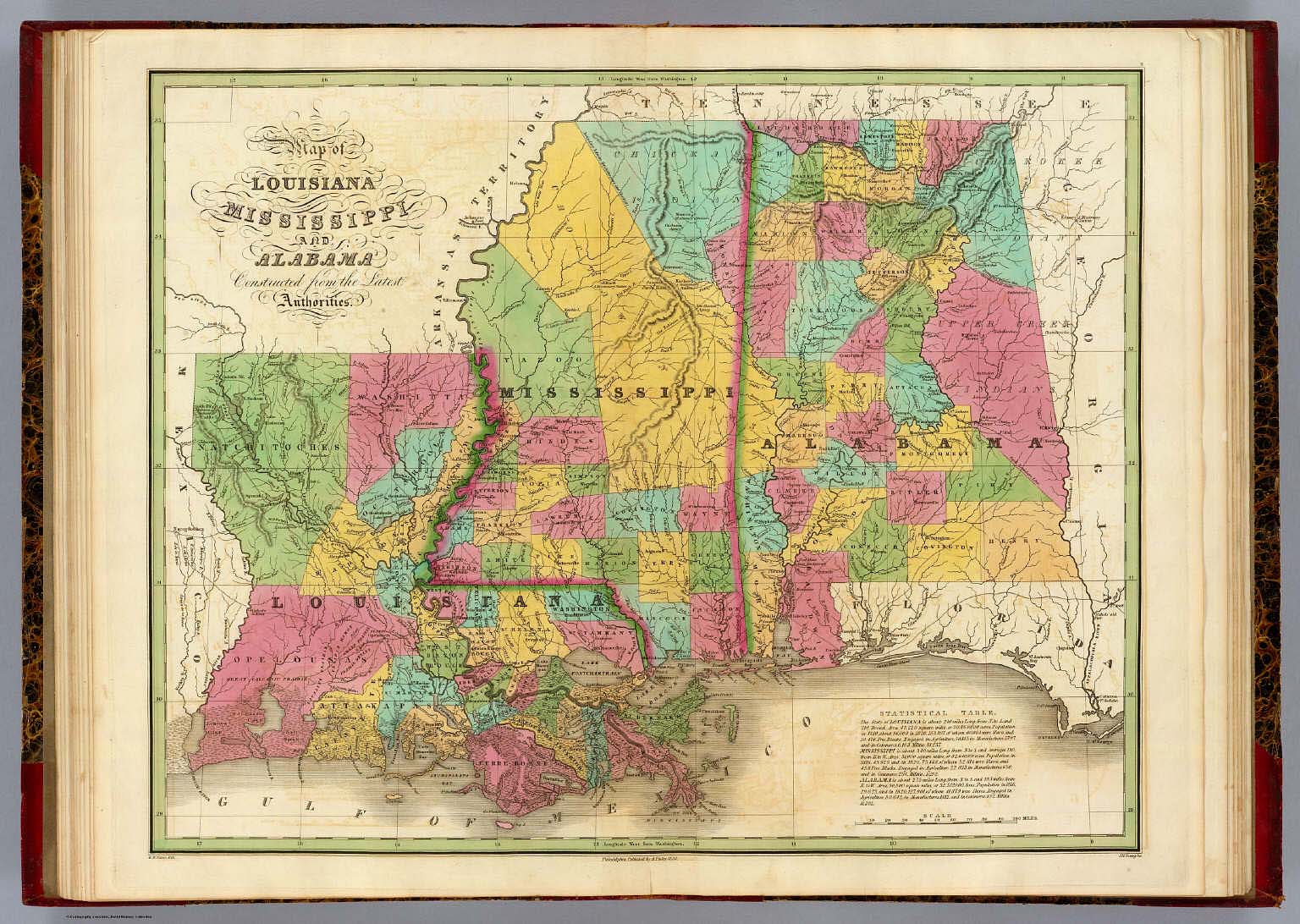 Map of Louisiana Mississippi And Alabama. / Finley, Anthony / 1826