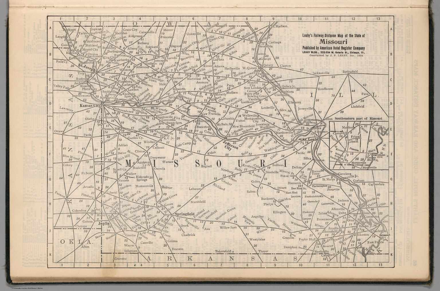Railway Distance Map of the State of Missouri - David Rumsey Historical ...